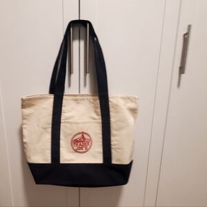 NWT Trader Joe's Cream and Navy Tote Bag